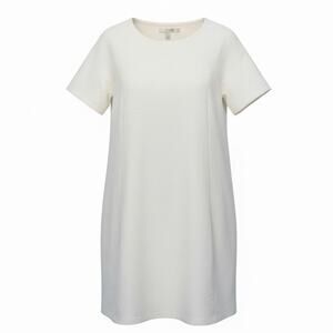 Boden Patricia White Tunic Dress US 8 Knit Minimal Classic Bridal Resort